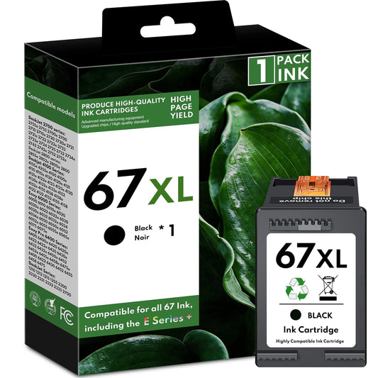 67XL Black 67 Ink Cartridge Compatible for 67 XL Ink Cartridges Deskjet 2778 2779 6078 6478 Envy 6020e 6022e 6030e (1 Pack)