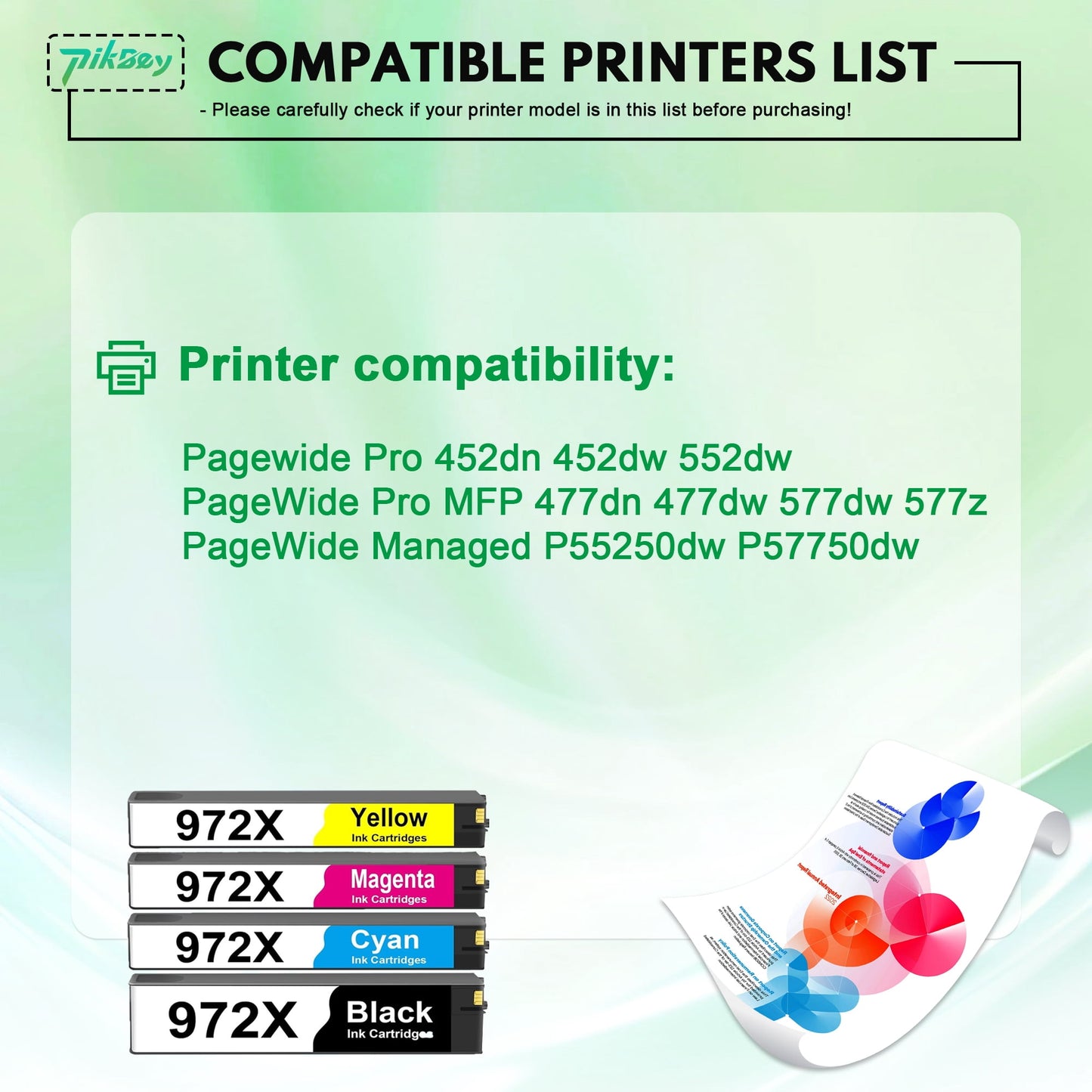 972X Ink Cartridges Combo Pack (4 Pack) - Compatible for HP 972X 972 Ink Cartridges for HP Pagewide MFP P57750DW Pro 452dn 452dw 552dw 477dw 577dw Printer