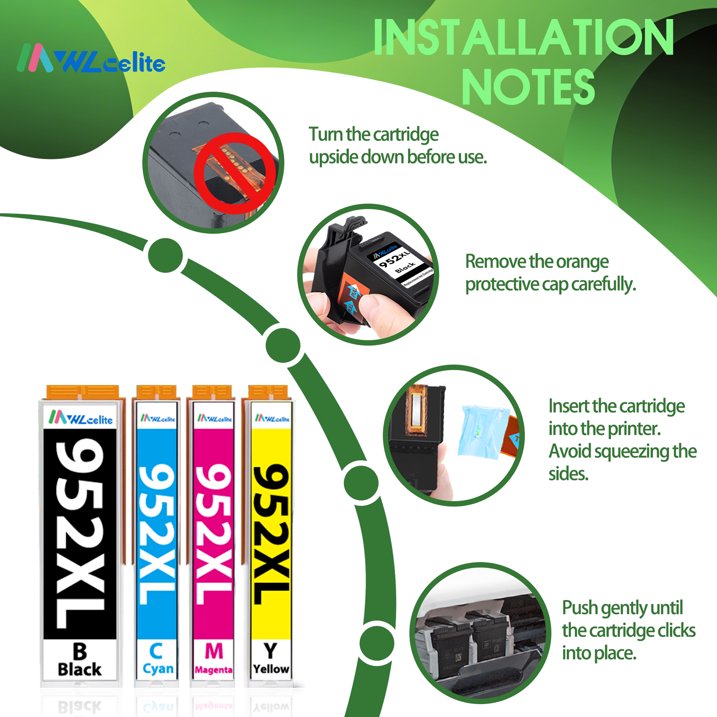 952 XL ink Cartridges Compatible for 952 Ink Cartridges for OfficeJet Pro 8710 8210 7740 Printers(1*Black, 1*Cyan, 1*Magenta, 1*Yellow)