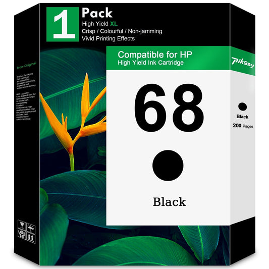68 Ink Cartridges 1-Pack Black Compatible for HP68 Ink Cartridges for Envy 6552e 6555e 6155e 6152e 6558e 6552 e 6555 e Printer