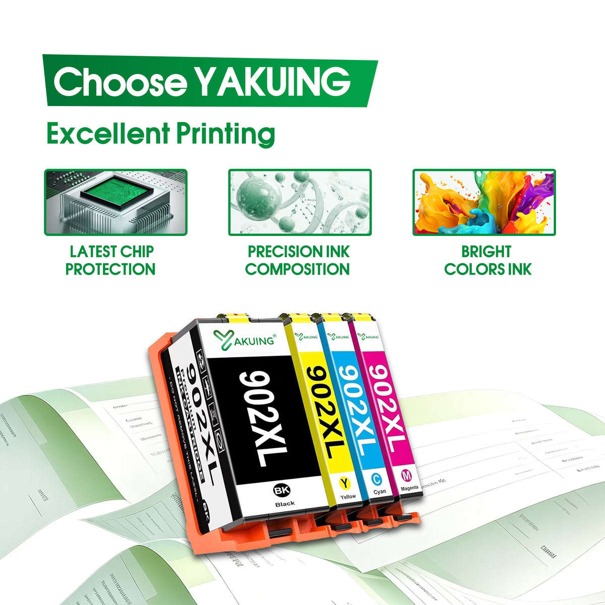 902XL Ink Cartridges 902 XL Compatible for HP 902 Ink Cartridges Combo Pack for Officejet Pro 6968 6978 Printers (4 Pack 902 XL Ink)