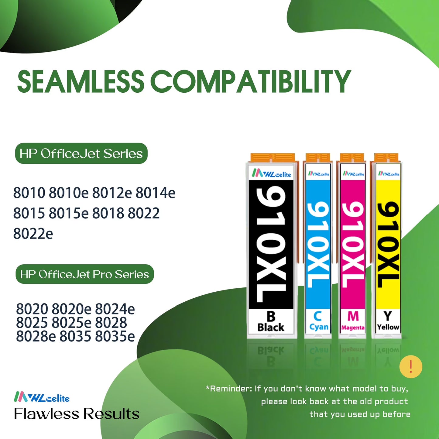 910 Ink Cartridge Compatible for 910 910XL Ink Cartridges for OfficeJet Pro 8020 8025(Black Cyan Magenta Yellow)
