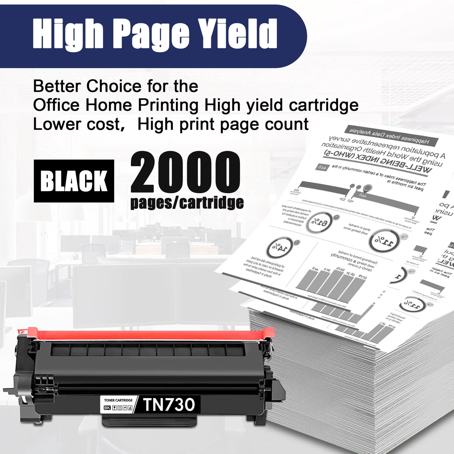 TN730 Toner Cartridge Compatible for Brother TN730 TN-730 TN 730 Toner Cartridges for MFC-L2750DWXL HL-L2370DW DCP-L2550DW Printer (Black,1 Pack)
