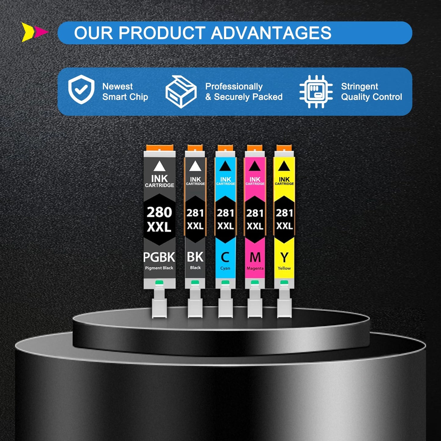 5 Pack 280 281 Ink Cartridge Compatible for Canon PGI-280XXL 281XXL Ink for TR8500 TR8620 Printer