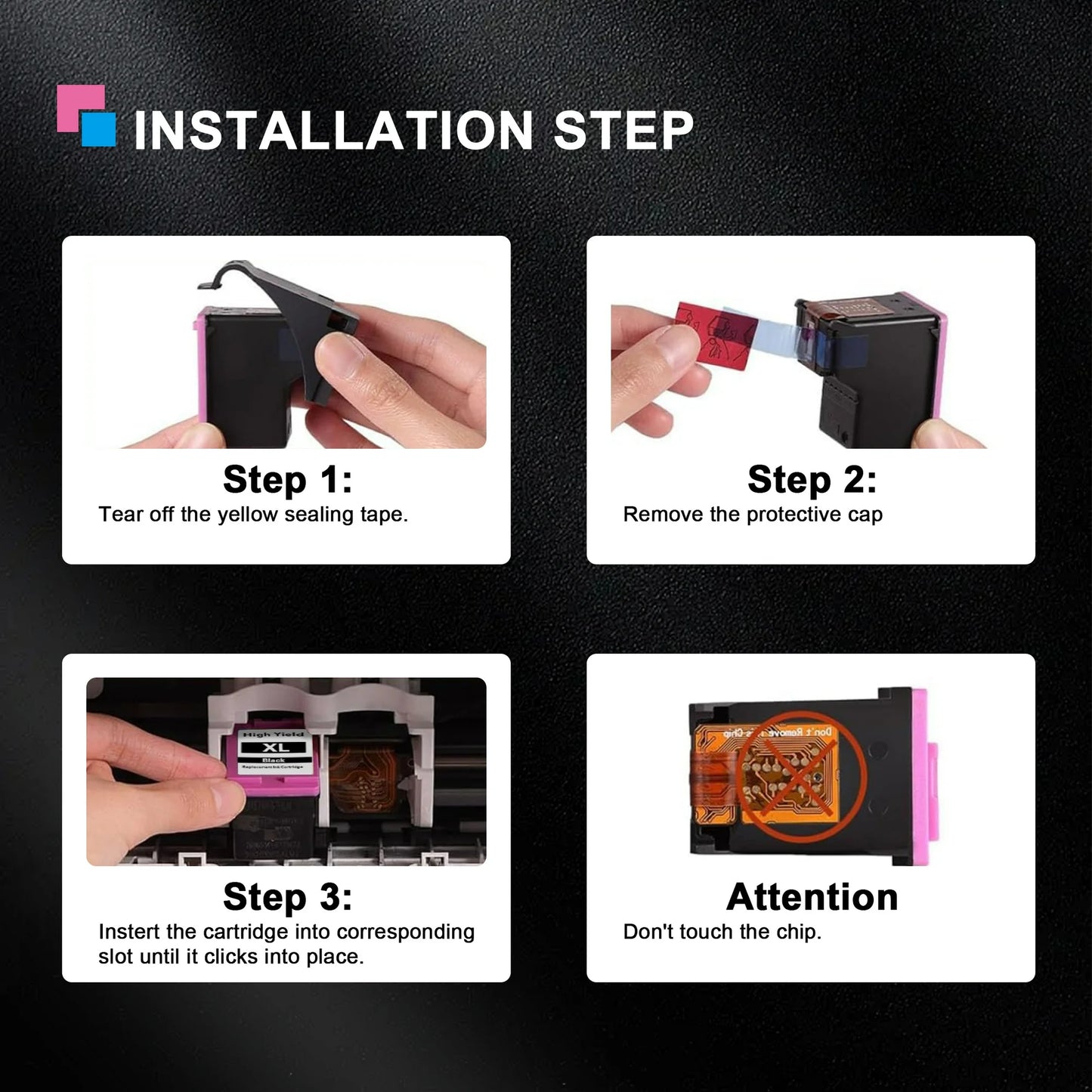 63 Ink 63XL Black Ink Cartridge Compatible for HP 63 XL Ink Cartridges for OfficeJet 4650 4652 Envy 5255 Printer（2 Pack）