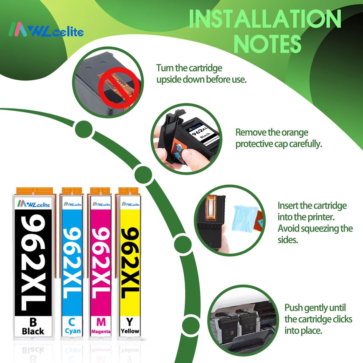 962 Ink Cartridges Compatible for 962 962 XL Ink Cartridges for 9015 9025 9018e 9015e 9010 Printer (4 Pack)
