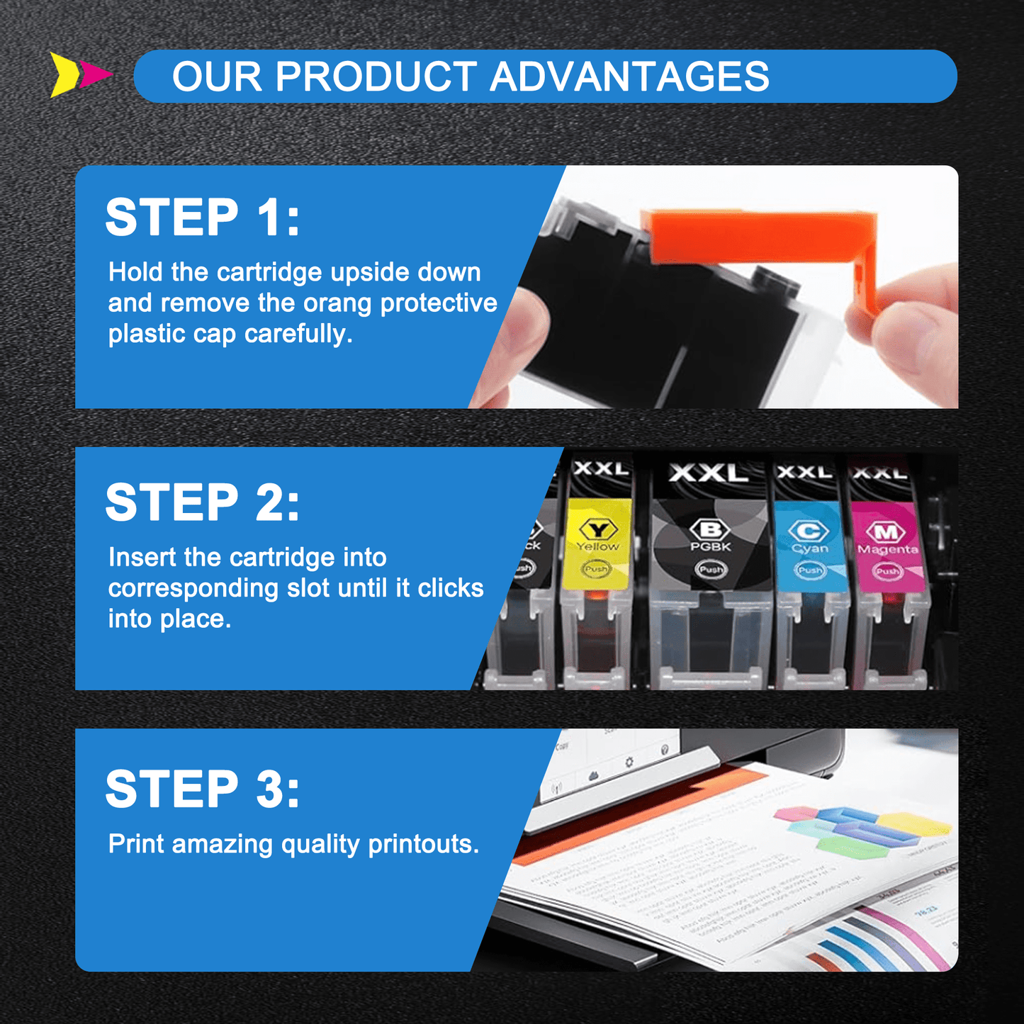 250 251 XL 5 Pack Printer Ink Compatible Replacement for Canon 250 251 Ink