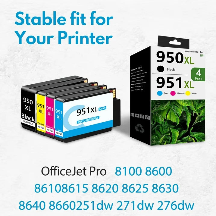 950 951 Ink Cartridge Compatible for HP 950XL 951XL Ink Cartridge for OfficeJet 271dw 276dw Printer (BK/C/M/Y)