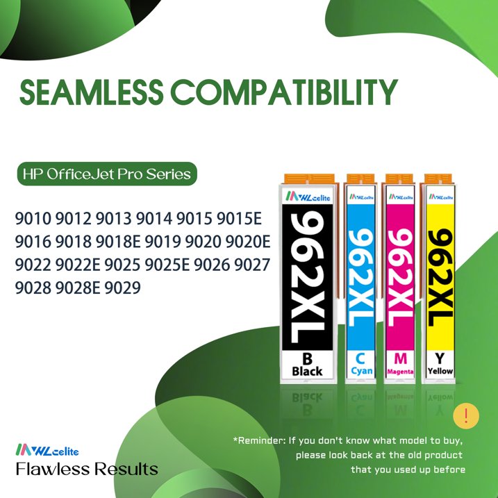 962 Ink Cartridges Compatible for 962 962 XL Ink Cartridges for 9015 9025 9018e 9015e 9010 Printer (4 Pack)
