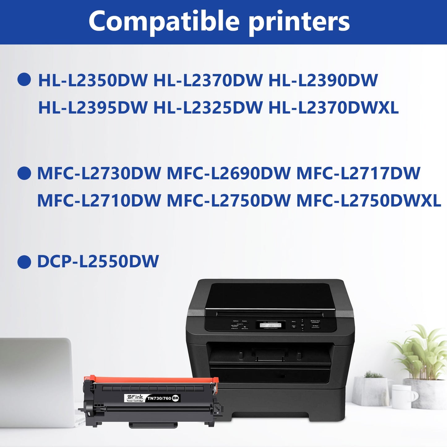 TN730/TN760 Toner Cartridge Replacement for Brother TN760 TN730 Toner for MFC-L2710DW MFC-L2750DW HL-L2350DW HL-L2370DW HL-L2395DW HL-L2390DW DCP-L2550DW Printer (Black, 2-Pack)