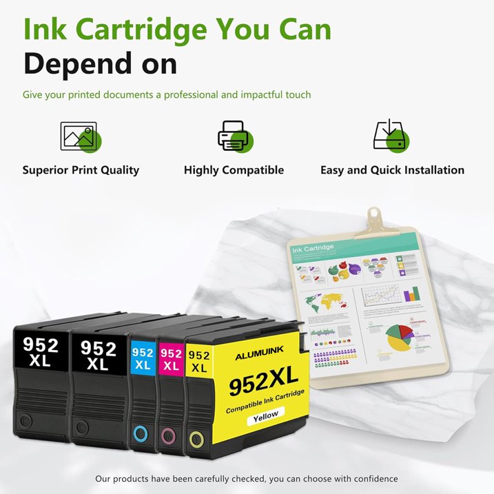 952 XL Ink Cartridge Compatible for HP 952 Combo Ink Cartridges for Office Jet Pro 8720 8710 Printer
