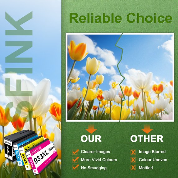 932XL 933XL (4-Pack 1BK/1C/1M/1Y) Ink Cartridge Compatible for HP932XL 933XL Ink Cartridges for OfficeJet 7620 7612 7510 6100 6600 6700 7110 7610 Printers