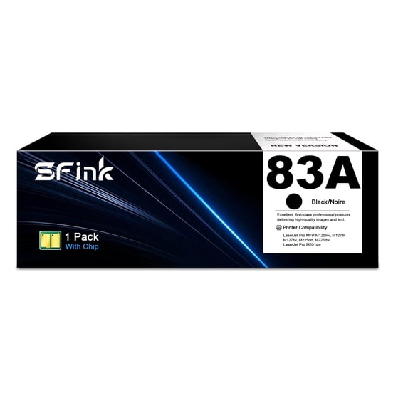 83A 1Pack Toner Cartridge Compatible for HP83A CF283A Toner Cartridges for LaserJet Pro M201dw MFP M125nw M127fn M127fw M225dn M225dw Series Printer High Yield ( Black)
