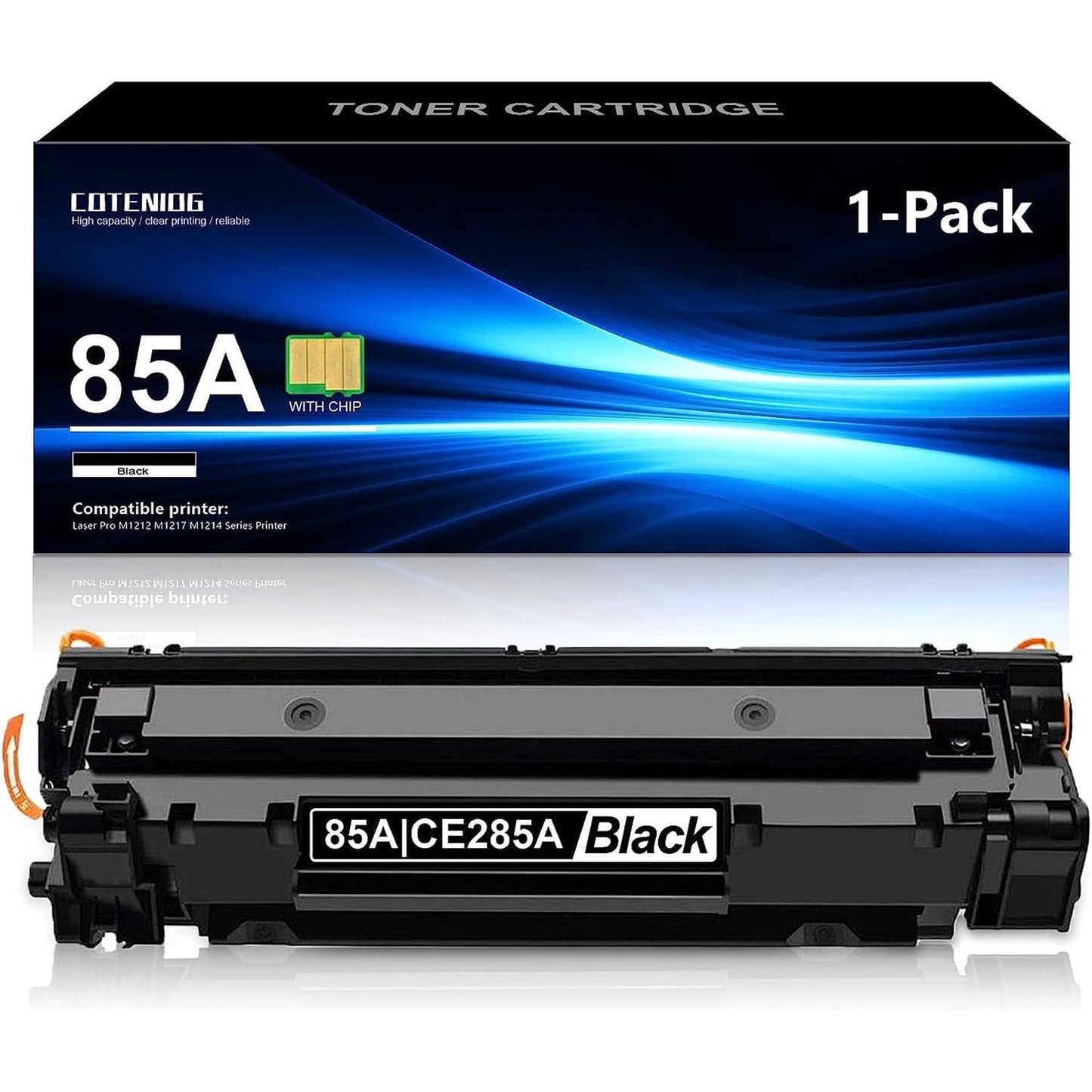 85A CE285A 1 Pack Black Toner Cartridge compatible for 85A Pro P1102w P1006 M1212nf M1219nf Printer High Yield Cartridge, 2,100 Pages.
