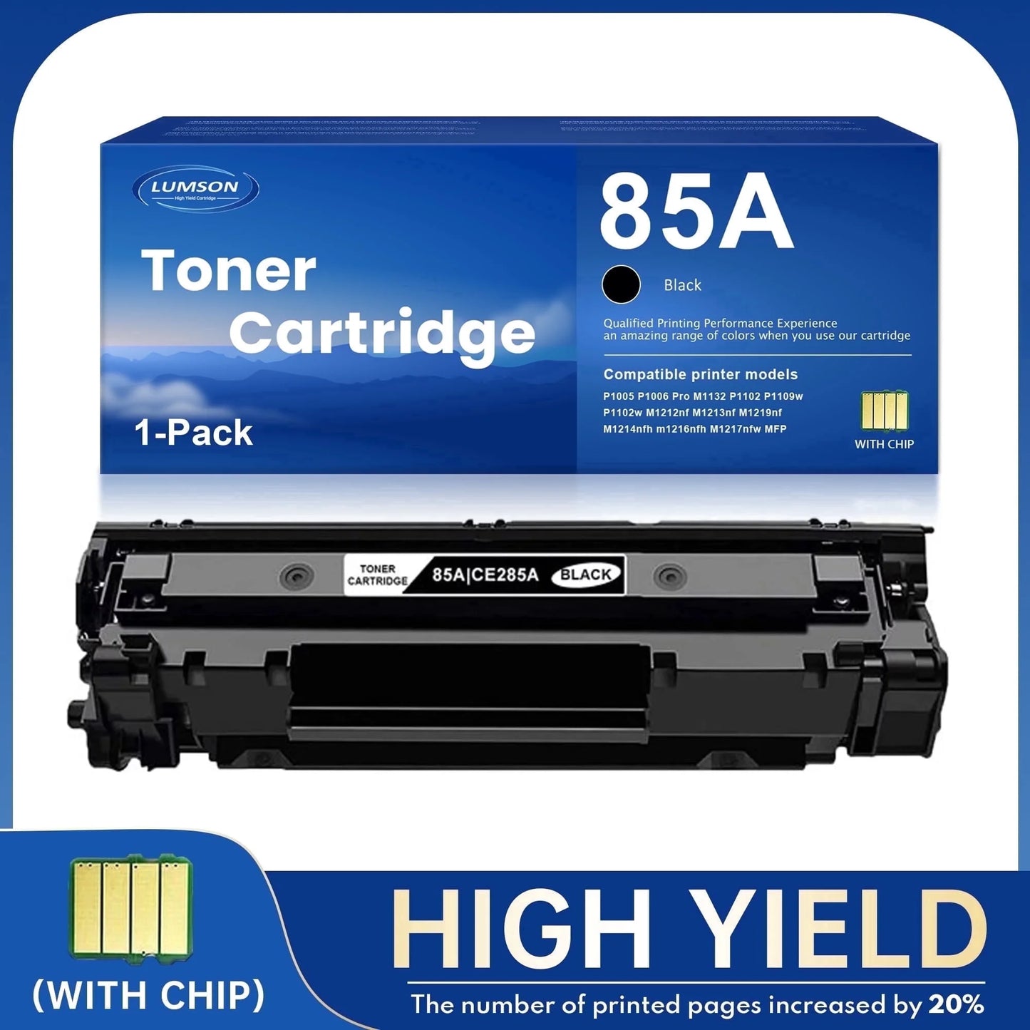 85A Toner P1102W Toner Cartridge: Compatible for 85A Toner for Pro P1102w MFP M1217nfw M1212nf P1102 Ink Printer, CE285A 1 Black