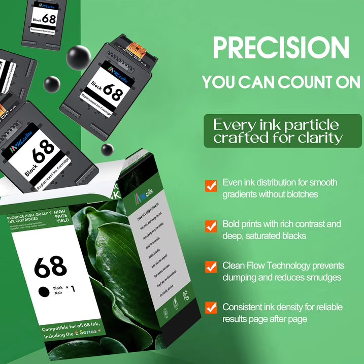 68 Ink Compatible for 68 Black Ink Cartridge for Envy 6100e 6500e Series