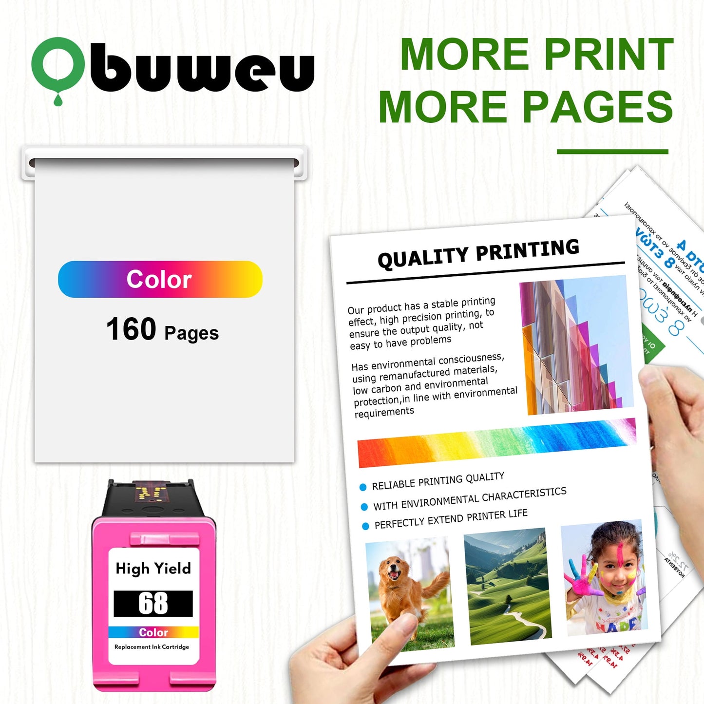 68 Ink Cartridge 1-Pack Tri-Color Compatible for HP 68 Ink Cartridges for Envy 6552e 6555e 6155e 6152e 6558e 6552e 6555e Printers
