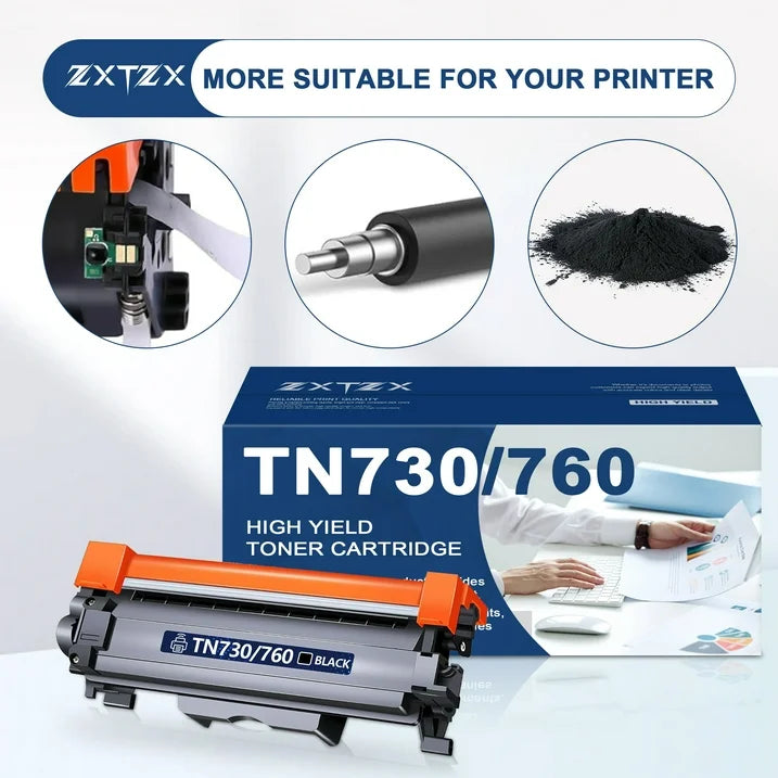 TN760 TN730 TN 760 Toner for Brother Printer Compatible for Brother MFC-L2710DW HL-L2390DW MFC-L2750DW TN-TN-760 TN-730 High Yield Black Cartridge DCP-L2550DW HL-L2370DW 1 Pack Black