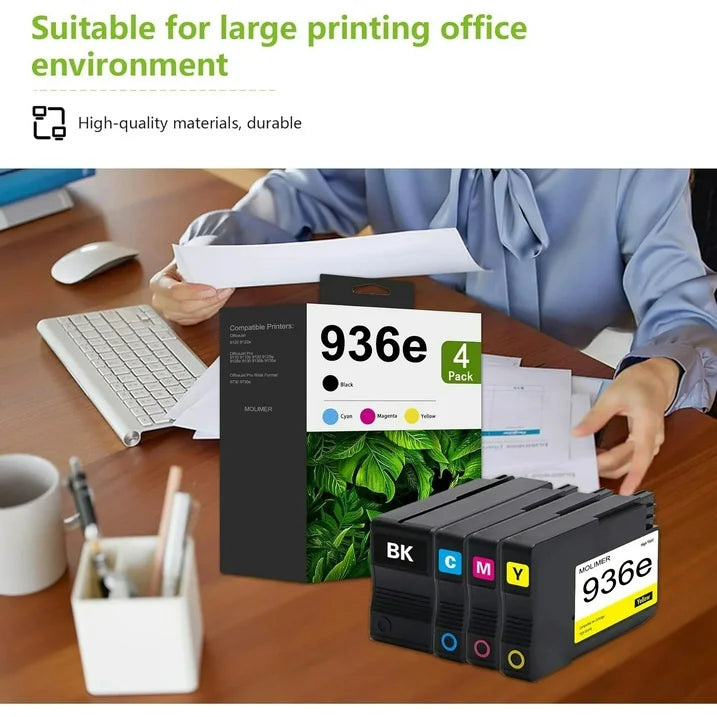 936e Ink 4 Pack Compatible for HP 936e Ink Cartridge for 9120 9122e Printer (Black Cyan Magenta Yellow）