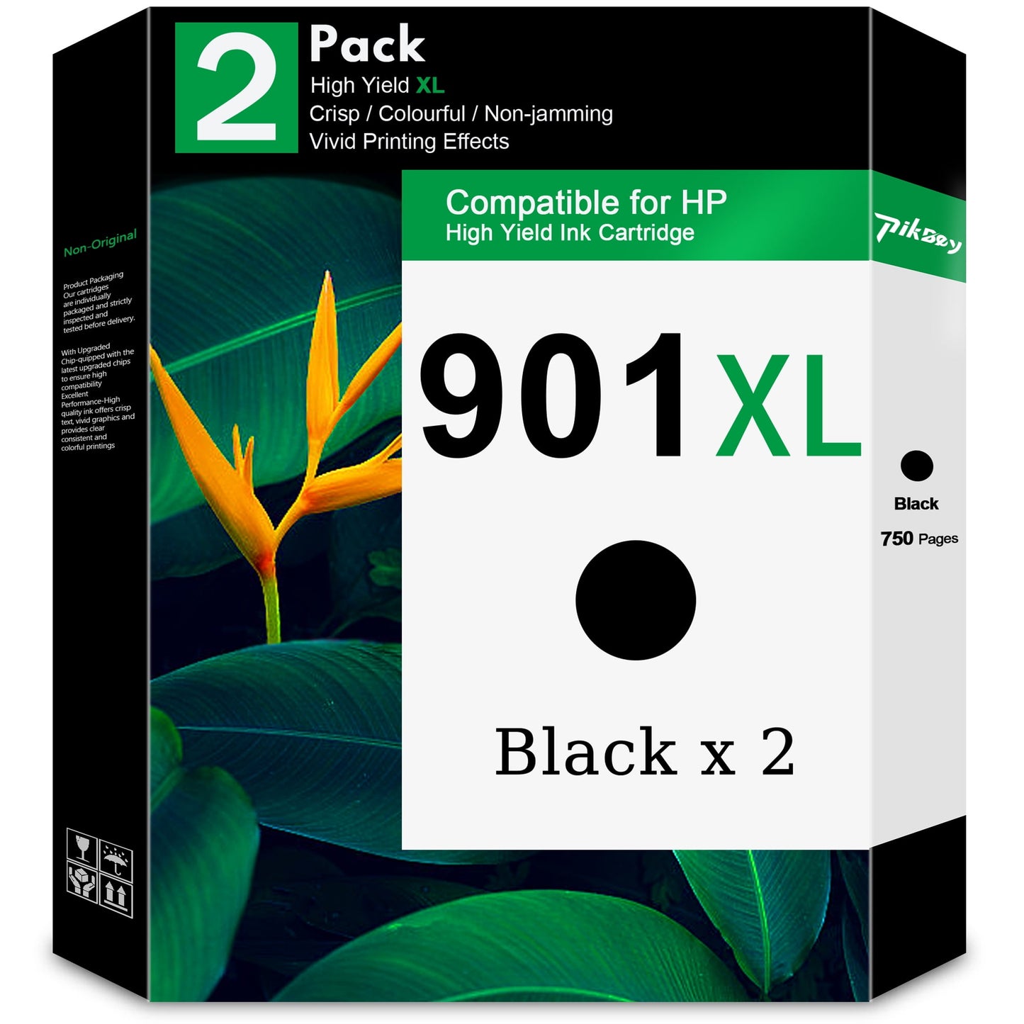901XL Ink Cartridges 2 Black Compatible for HP 901 Ink Cartridge for Officejet 4500 J4524 J4540 J4550 J4580 J4624 J4680 Printers
