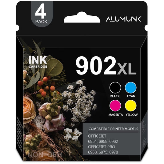 902 Ink Cartridges Compatible for 902 902 XL Ink Cartridges for OfficeJet 6954, 6958, 6962 Printer (4 Pack)