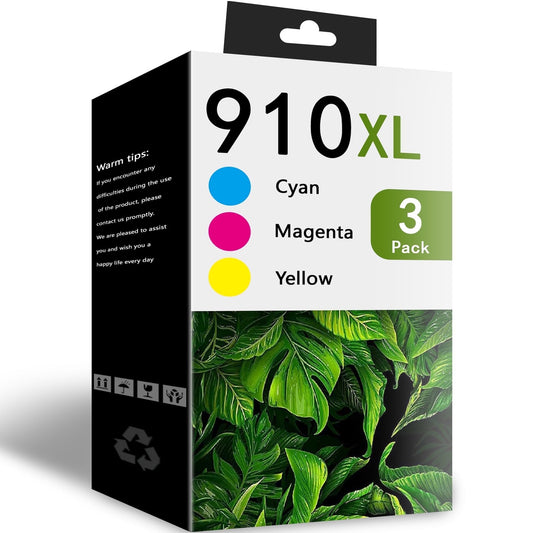910XL Ink Cartridge (Cyan/Magenta/Yellow) 3 Pack Compatible for HP 910 ink cartridge Ink Cartridge 910 OfficeJet 8022e 8020e 8024e 8025e 8028e 8035e Printer