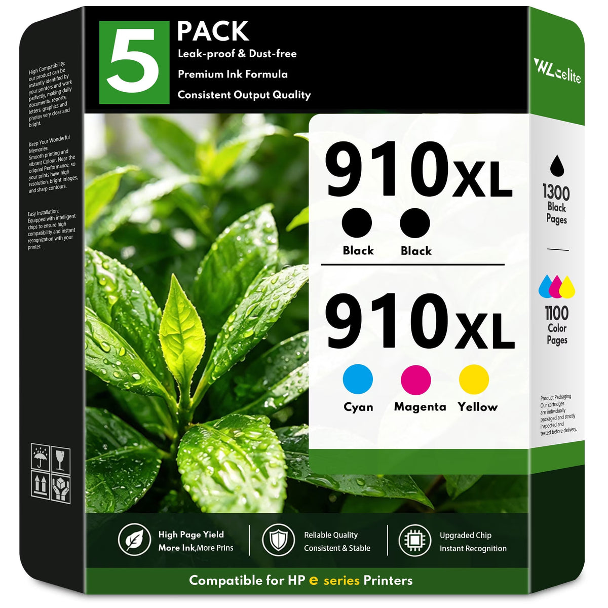 910 XL 910XL Ink Cartridges Compatible for HP910XL 910 Ink Cartridges Combo Pack for OfficeJet 8020 8010 Pro 8020e 8025e 8035e Printers(5 Pack)