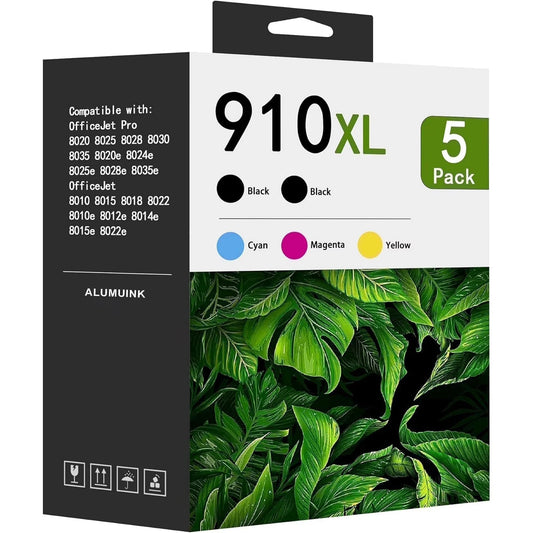 910XL Combo Pack Ink Cartridges Compatible With HP 910 Ink Cartridge for 910 XL HP Printer Ink for HP OfficeJet 8020 8015e Pro 8025e 8020e (5 Pack)