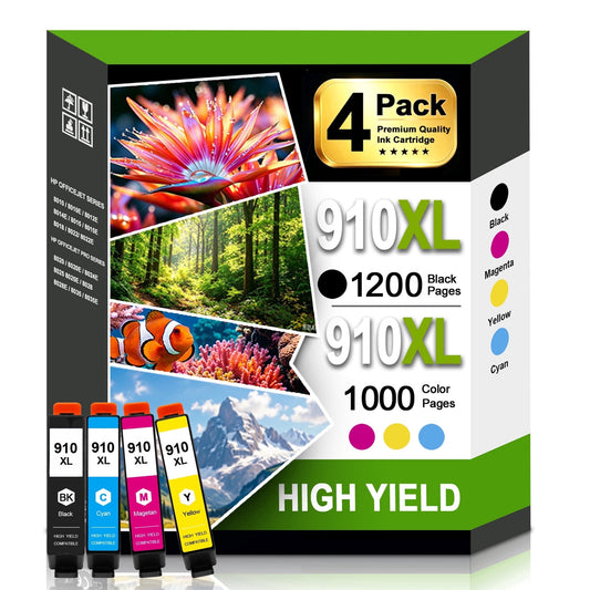 910XL Ink Cartridges Combo Pack Compatible for 910 xl 910 Ink Cartridges Works with OfficeJet Pro 8020e 8025e 8035e 8028e Printers (4-Pack)