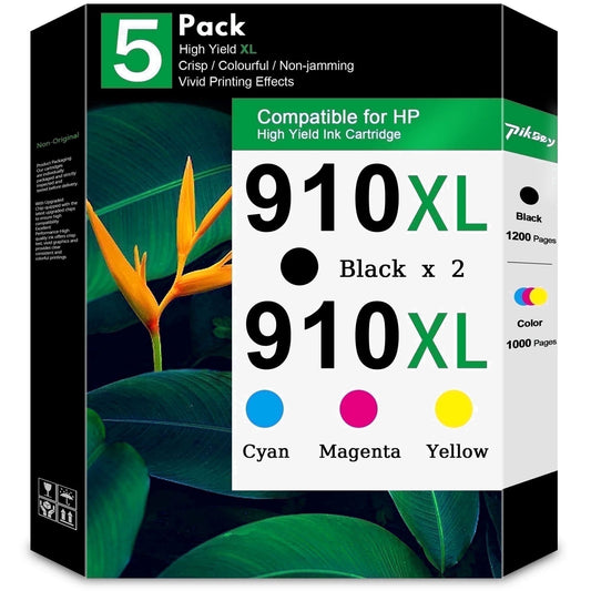 910 XL Ink Cartridges Combo Pack (5 Pack) - Compatible for HP 910XL Ink Cartridges for Officejet 8022e 8015e Pro 8020 8020e 8025e Printers