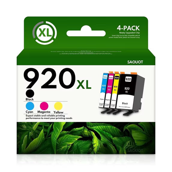 920 Ink Compatible for 920XL Ink Cartridge for OfficeJet 6500 Printer (Black Cyan Magenta Yellow）