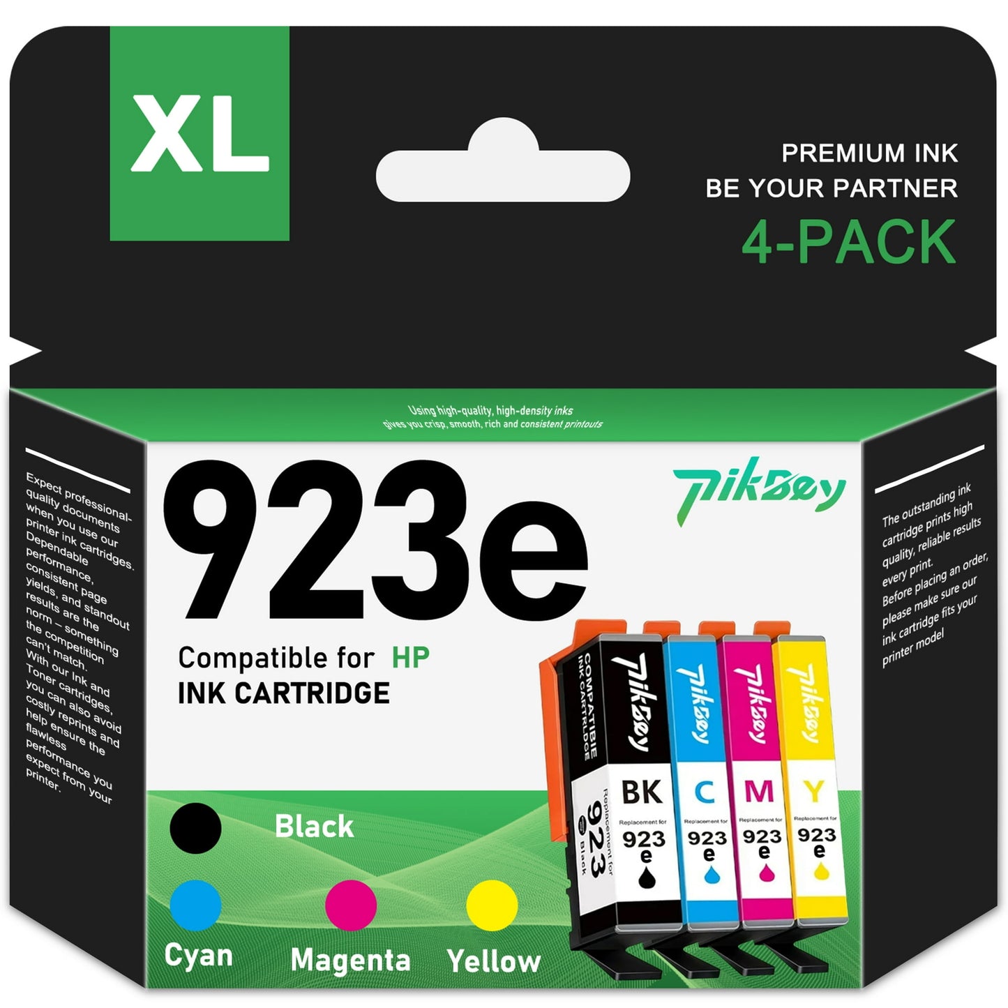 923 Ink Cartridge Compatible for HP 923/923e Ink Cartridges Combo Pack use with OfficeJet Pro 8135e 8138e 8139e OfficeJet 8122e Printers (4-Pack, Black/Cyan/Magenta/Yellow)