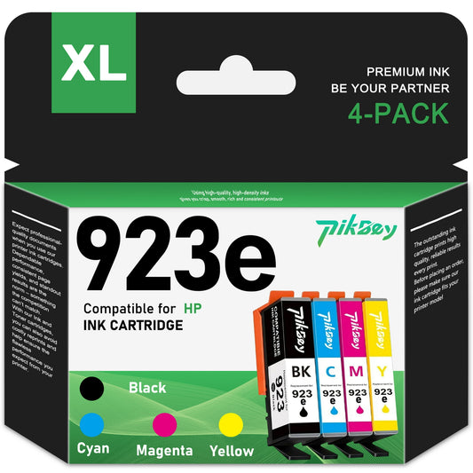 923 Ink Cartridge Compatible for HP 923/923e Ink Cartridges Combo Pack use with OfficeJet Pro 8135e 8138e 8139e OfficeJet 8122e Printers (4-Pack, Black/Cyan/Magenta/Yellow)