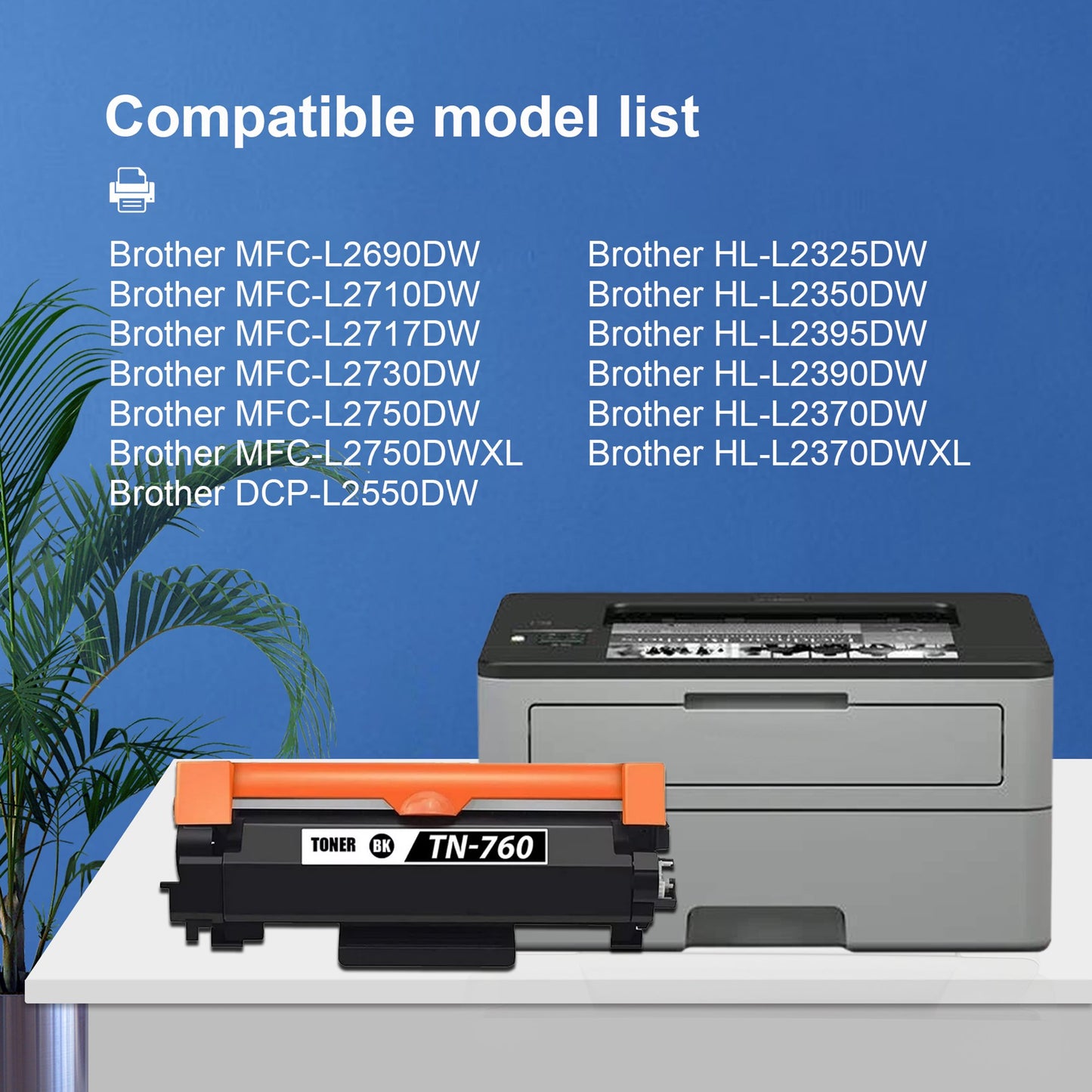 TN760 High Yield Toner Cartridge Black 1 Pack: Replacement for Brother TN 760 MFC-L2710DW Printer - Up to 3,500 Pages