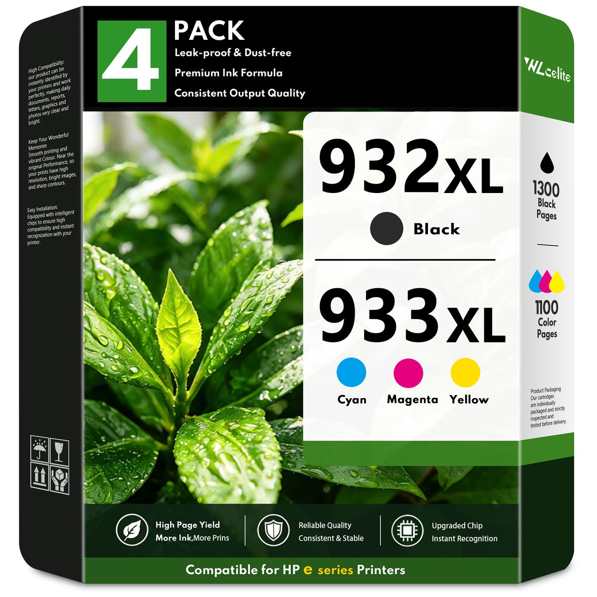 932XL 933XL Ink Cartridges Compatible for HP932XL HP933XL Ink Cartridge Combo Pack for Officejet 7110 7510 6700 6100 6600 Printers (4 Pack)
