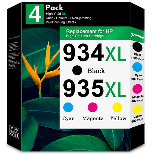 934XL 935XL Ink Cartridges Combo Pack Compatible for HP 934 935 Ink Cartridges for HP OfficeJet 6810 OfficeJet Pro 6230 6830 Printers (1BK/1C/1M/1Y) 4-Pack