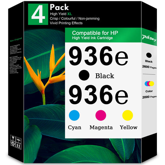 936e Ink Cartridges (Black/Cyan/Magenta/Yellow) Compatible for HP 936 936e Ink Cartridge for HP OfficeJet Pro 9110 9120 9122 9125 9128 9130 9135 9730 Printers 4-Pack