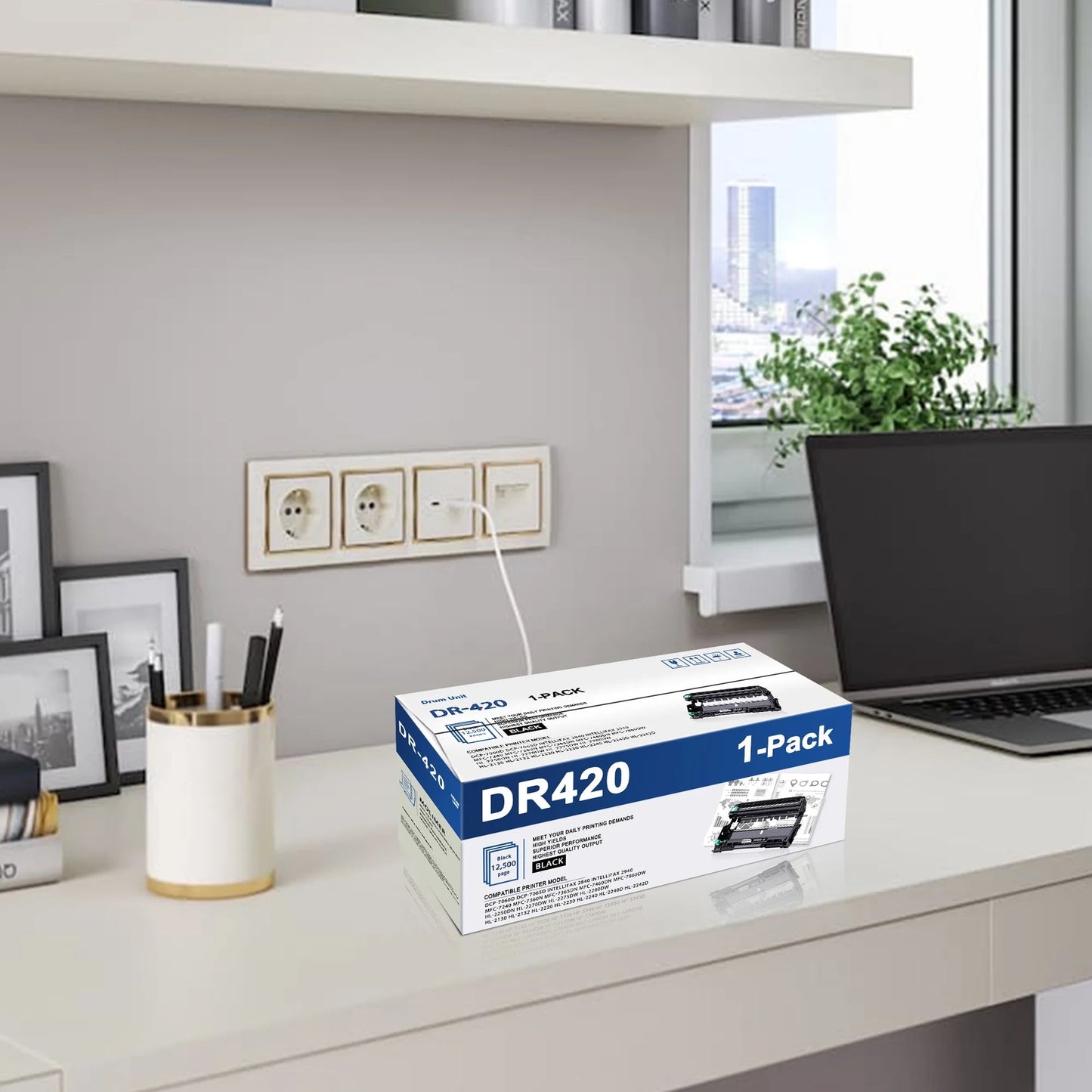 DR420 Drum Unit Compatible for Brother DR420 DR-420 Work for HL-2270DW HL-2280DW MFC-7360N DCP-7065DN Intellifax-2840 Intellifax-2940 Printer (1 Pack, Not Toner)
