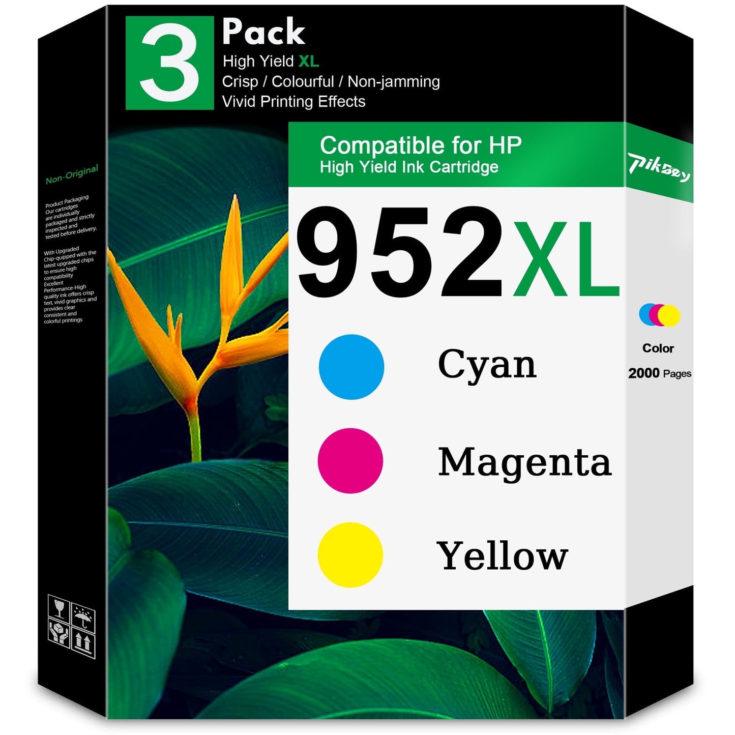 952 XL Ink Cartridges Compatible for HP 952XL Ink Cartridges for OfficeJet Pro 7740 8710 8210 printers (1 Cyan/1 Magenta/1 Yellow, 3-Pack)