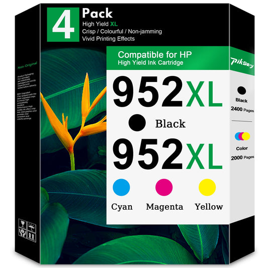 952XL Ink Cartridges Compatible for HP 952 Ink Cartridge for OfficeJet 8702 OfficeJet Pro 7700 8210 8700 8740 8730 Printers (1BK/1C/1M/1Y) 4-Pack