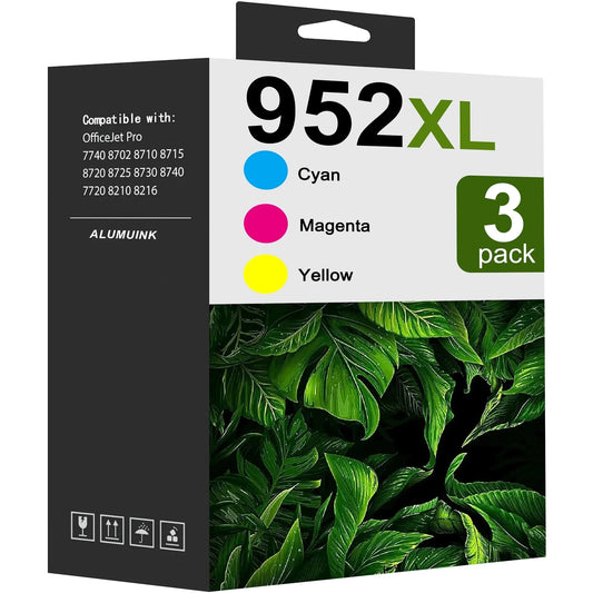 952XL Ink Combo Pack Compatible for HP 952 Ink Cartridges for OfficeJet 8710 7740 Printers (3 Pack)