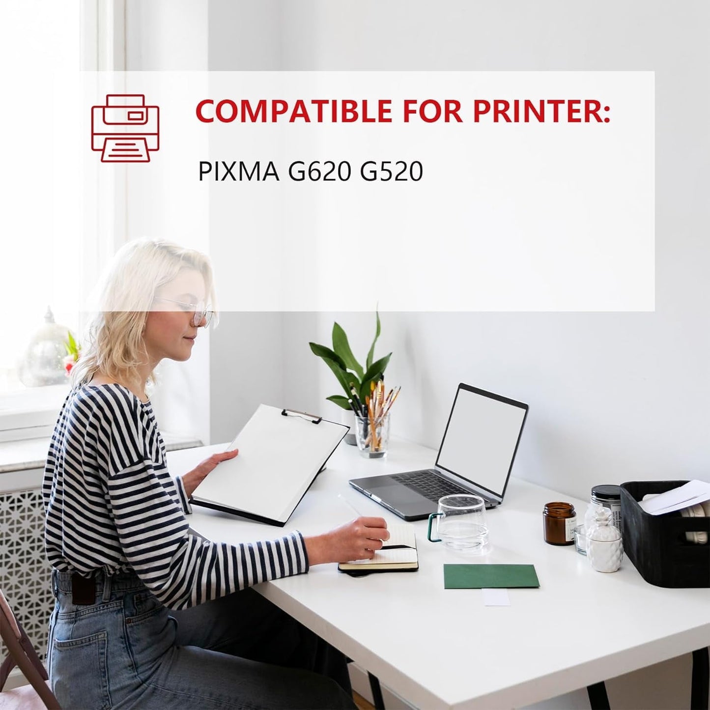 GI-23 Ink Bottles (6-Pack, Black Cyan Magenta Yellow Red Gray) - GI23 GI-23 Ink Refill Replacement for Canon PIXMA G620 G520 Printer