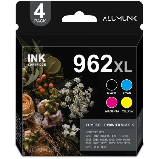 962 Ink Cartridges Compatible for HP 962 962 XL Ink Cartridges for 9015 9025 9018e 9015e 9010 Printer (4 Pack)
