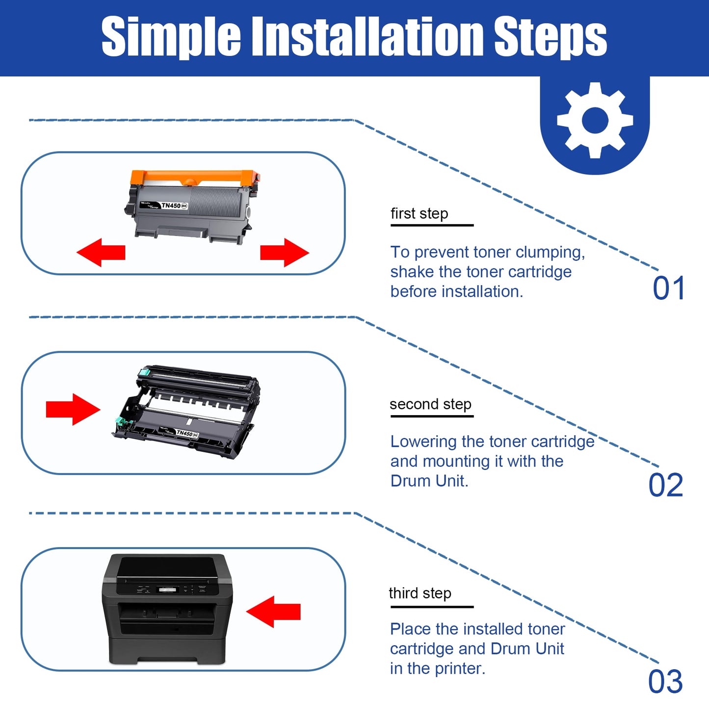 TN450 2 Pack Black Toner Cartridge Replacement for Brother TN 450 TN 420 Compatible with HL-2270DW MFC-7360N Intellifax 2840 2940