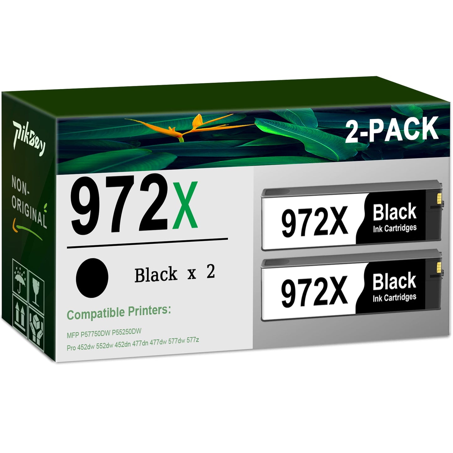 972X Ink Cartridges (2-Pack Black) - Compatible for HP 972 Ink Cartridge for Pagewide Pro 477dw 577dw 477dn 452dn 552dn 552dw P55250dw Printers