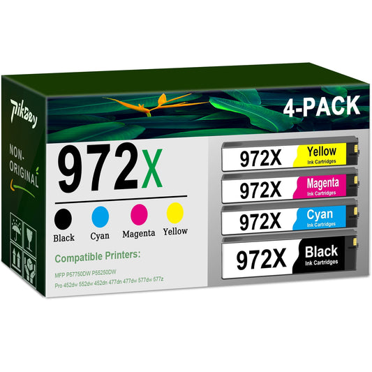 972X Ink Cartridges Compatible for HP 972 Ink Cartridge for Pagewide Pro 477dw 577dw 477dn 452dn 552dn 552dw P55250dw Printer (1BK/1C/1M/1Y) 4-Pack