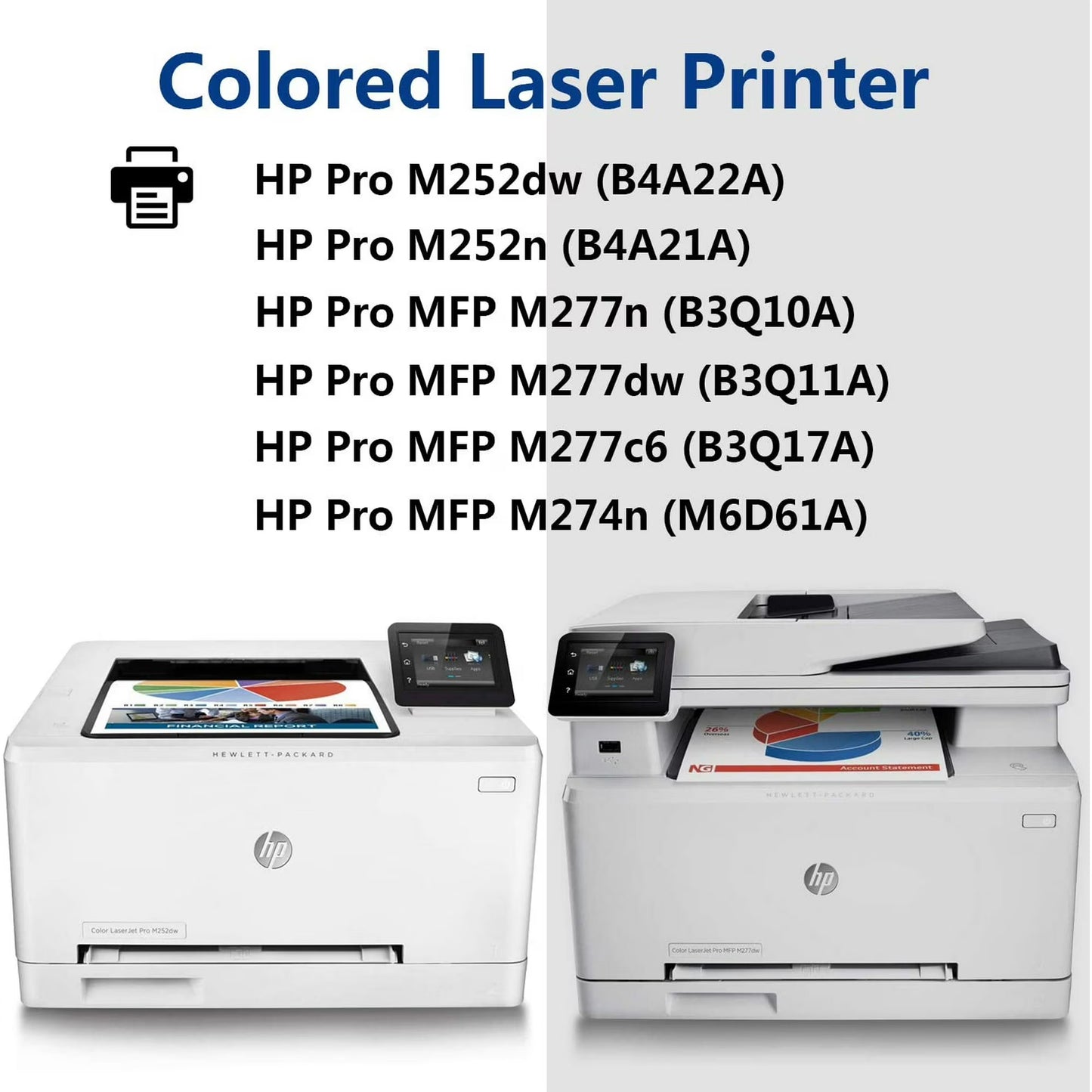 201A Toner Cartridge Compatible for 201A CF400A Toner Cartridge for Color Pro M252dw Printer
