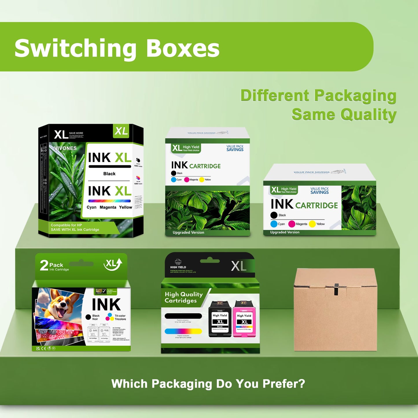 61XL Ink Cartridges Combo Pack Compatible for HP61 XL Ink Cartridge with Envy 4500 5530 4502 4501 5535 OfficeJet 4630 4635 DeskJet 2540 1000 1010 1510 (1 Tri-Color, 1 Black)