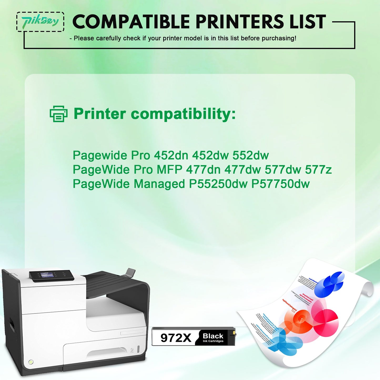972X Ink Cartridges 1-Pack Black Compatible for HP 972 Ink Cartridge for Pagewide Pro 477dw 577dw 477dn 452dn 552dn 552dw P55250dw Printers