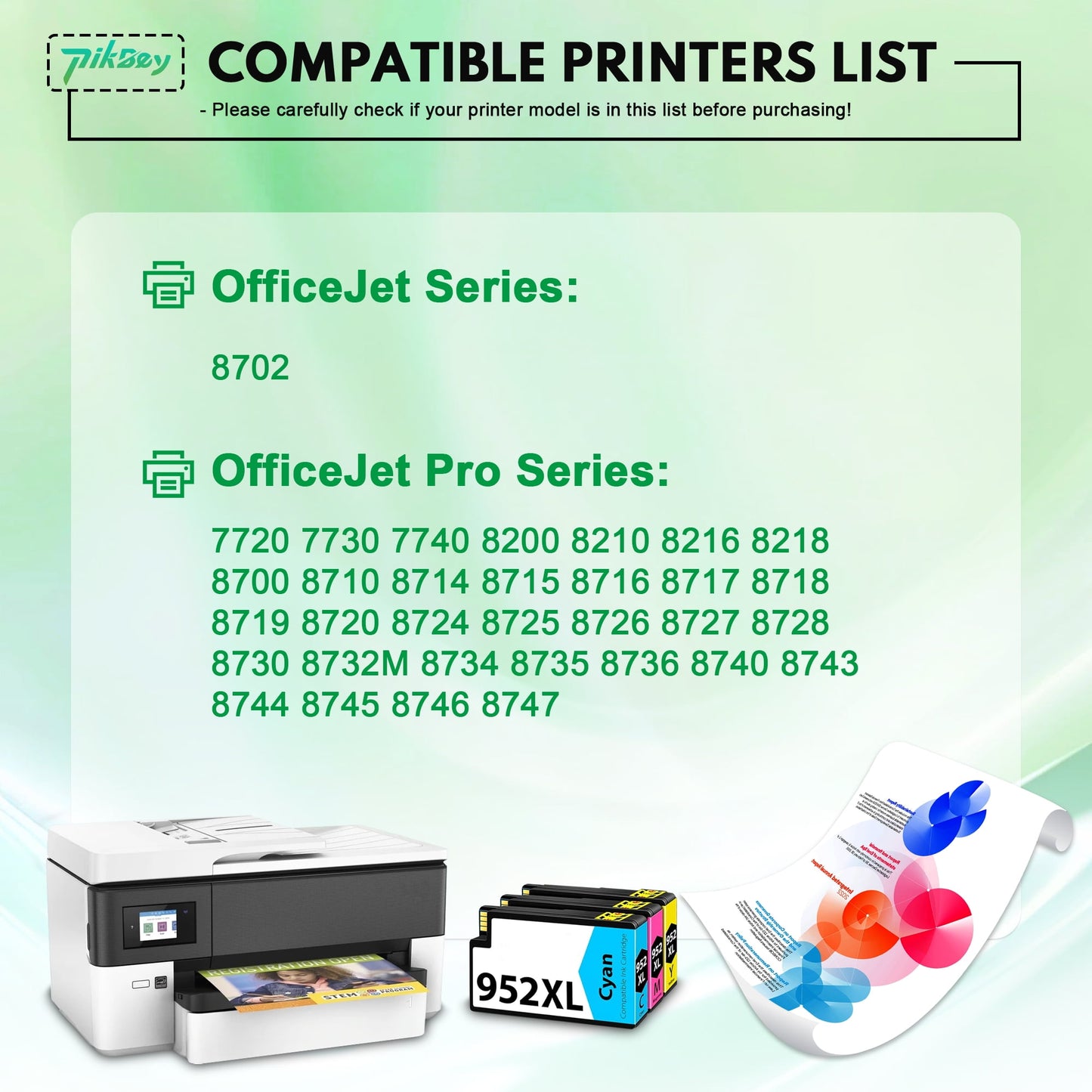 952 XL Ink Cartridges Compatible for HP 952XL Ink Cartridges for OfficeJet Pro 7740 8710 8210 printers (1 Cyan/1 Magenta/1 Yellow, 3-Pack)
